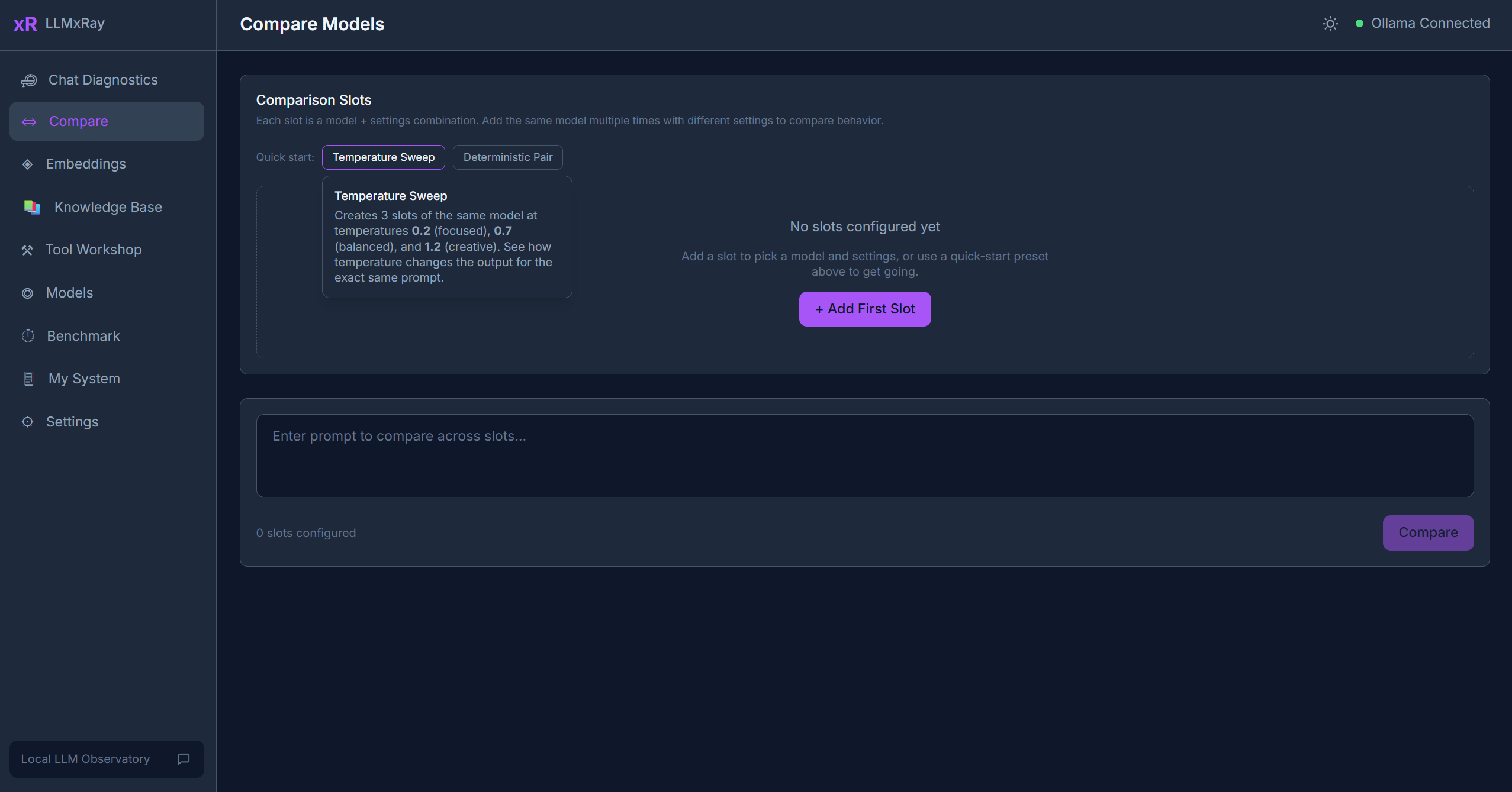 Compare temperature sweep